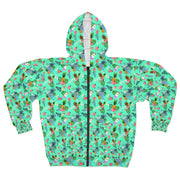 Livin' Aloha Teal Pineapple Zip Fleece Hoodie