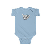 Livin' Aloha Baby Bodysuit w/ Shaka Short Sleeves (Light Blue)