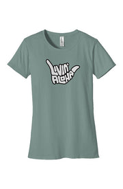 Womens Classic T Shirt (Sky) Livin' Aloha Logo