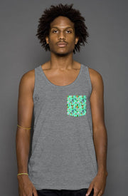 Livin' Aloha Grey Triblend Pocket Tank Top