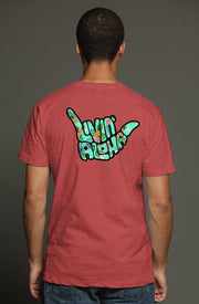 Livin' Aloha Pocket Print Tee (Red Damask)