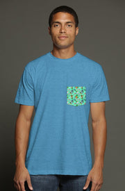 Livin' Aloha Pocket Print Tee (Blue)