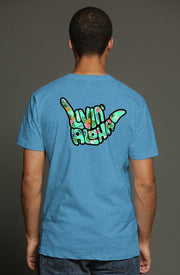 Livin' Aloha Pocket Print Tee (Blue)