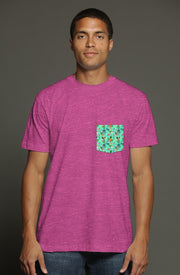 Livin' Aloha Pocket Print Tee (Pink)