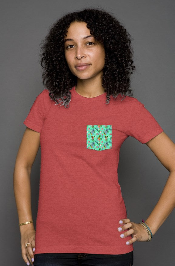 Womens Tri-Blend Pocket Shirt (Red Triblend)