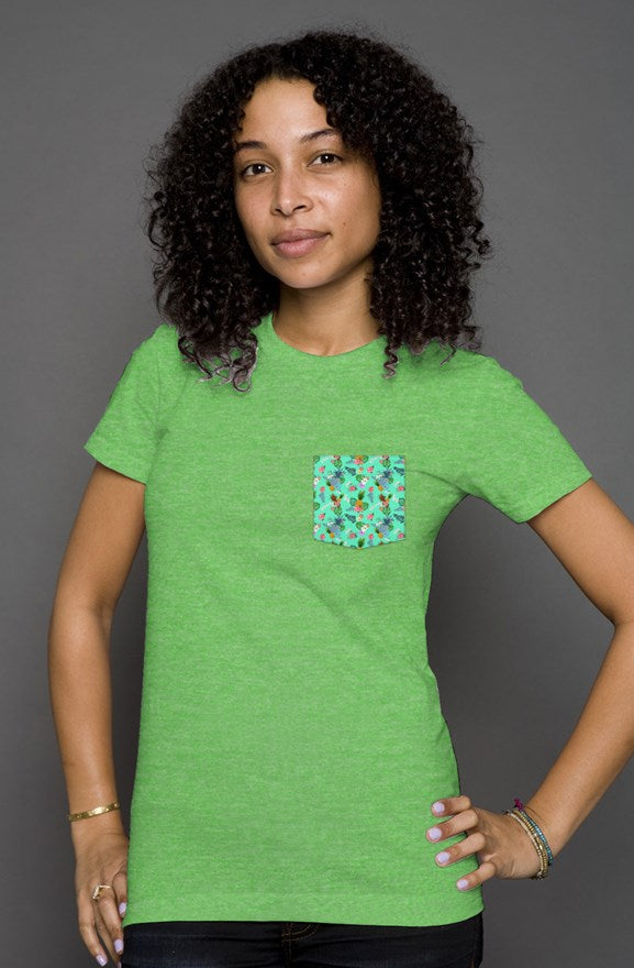 Womens Tri-Blend Pocket Shirt (Green Triblend)
