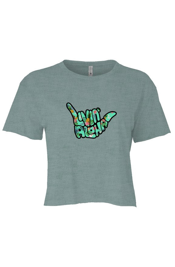 Festival Womens Cali Stonewash Green Crop