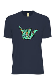 Livin' Aloha Performance Tee Pineapple Midnight Navy Logo (Made from Recycled Plastic Bottles)