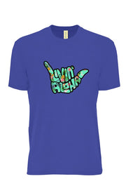Livin' Aloha Performance Tee Pineapple Heather Saphire Logo (Made from Recycled Plastic Bottles)