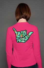 Livin' Aloha Women's Casual Long Sleeve HeliconiaTee