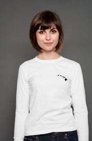 Livin' Aloha Women's Casual Long Sleeve White Tee