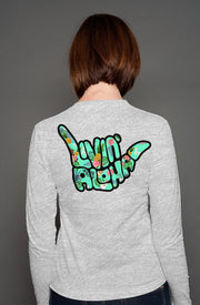 Livin' Aloha Women's Casual Long Sleeve Ash Grey Tee
