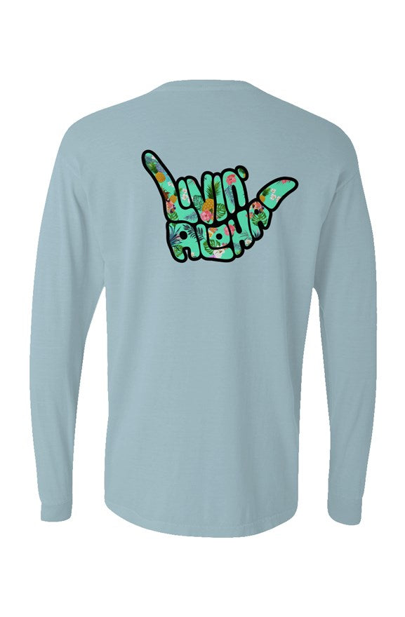 Pigment Dyed Heavyweight Long Sleeve T Shirt (Chambray)