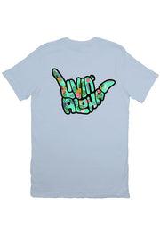 Livin' Aloha Print Logo Tee (Light Blue)