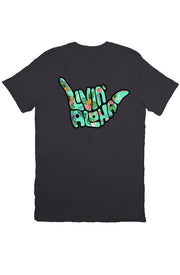 Livin' Aloha Print Logo Tee (Dark Gray)