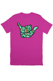 Livin' Aloha Print Logo Tee (Berry Pink)