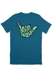 Livin' Aloha Print Logo Tee (Deep Teal)