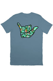 Livin' Aloha Print Logo Tee (Steel Blue)