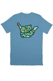 Livin' Aloha Print Logo Tee (Ocean Blue)