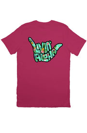 Livin' Aloha Print Logo Tee (Fuschia Pink)