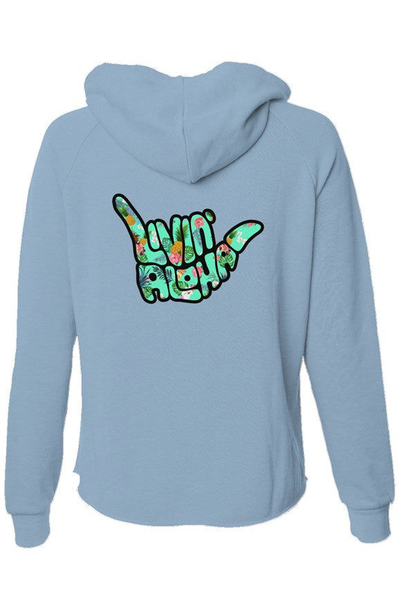 Womens Lightweight Wash Zip Hoodie (Misty Blue)