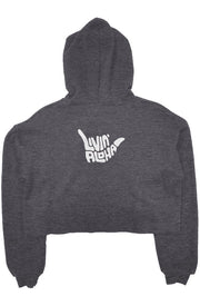 Livin' Aloha Cropped Dark Grey Heather Fleece Hoodie
