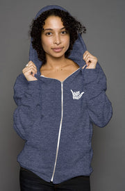 Livin' Aloha Women's Heather Zip Hoodie (Heather Navy)