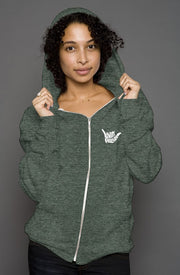 Livin' Aloha Women's Heather Zip Hoodie (Heather Forest)