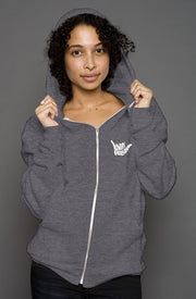 Livin' Aloha Women's Heather Zip Hoodie (Dark Grey Heather)