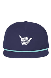 Livin' Aloha Classic 5 Panel Golf Hat (Navy/Mint)