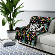 Livin' Aloha Sherpa Fleece Blanket (Black Pineapple) - Livin' Aloha