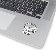 white text, black border, island logo Kiss-Cut Stickers - Livin' Aloha