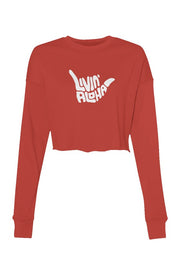 Livin' Aloha Beach Crew Crop Fleece Sweatshirt (Red)