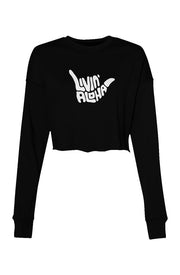 Livin' Aloha Beach Crew Crop Fleece Sweatshirt (Black)