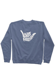 Livin' Aloha Pigment Slate Blue Dyed Crew Neck w/ Shaka