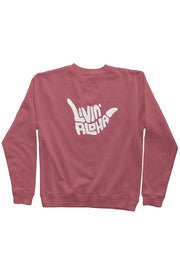 Livin' Aloha Pigment Maroon Dyed Crew Neck w/ Shaka