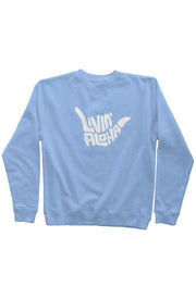 Livin' Aloha Pigment Light Blue Dyed Crew Neck w/ Shaka