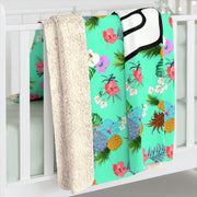 Livin' Aloha Sherpa Fleece Blanket (Teal Pineapple)