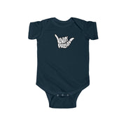 Livin' Aloha Baby Bodysuit w/ Shaka Short Sleeves (Navy)