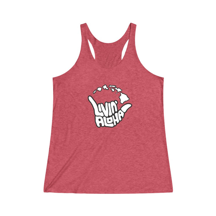 Livin’ Aloha Women’s Classic Racerback Islands Tank (Red)