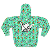 Livin' Aloha Teal Pineapple Zip Fleece Hoodie