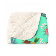 Livin' Aloha Sherpa Fleece Blanket (Teal Pineapple)