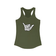 Livin' Aloha Women's Classic Racerback Solid Military Green Tank - Livin' Aloha