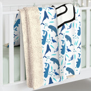 Livin' Aloha Sherpa Fleece Blanket (Whales)