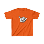Livin' Aloha Everyday Orange Shirt w/ Islands on Back (Kids) - Livin' Aloha