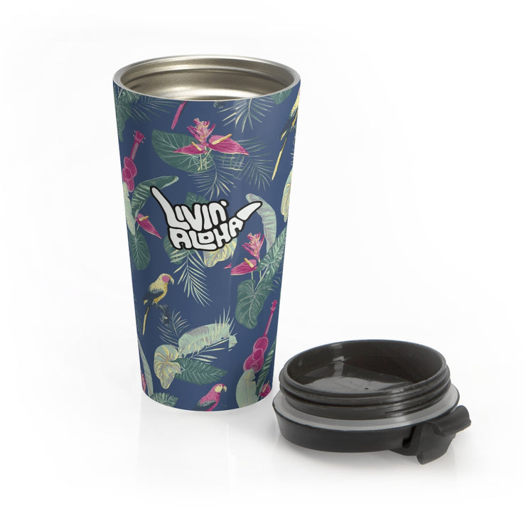 Stainless Steel Travel Mug (Parrot Ukulele) - Livin&
