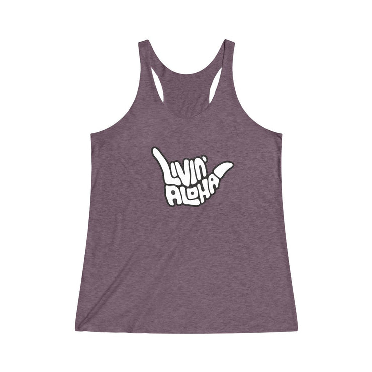 Livin’ Aloha Women’s Classic Racerback Shaka Tank (Falcon Gray)