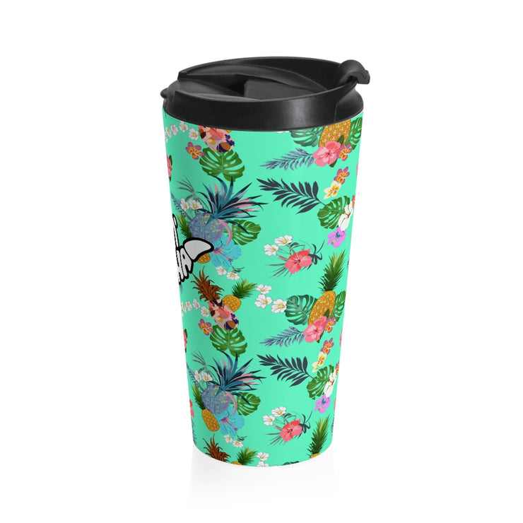 Stainless Steel Travel Mug (Teal Pineapple)  - Livin&