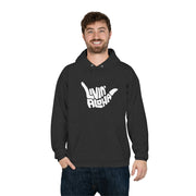 Livin' Aloha Eco Pullover Hoodie Sweatshirt w/ Front and Back - Made from Recycled Plastic (Charcoal Heather)