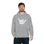 Livin' Aloha Eco Pullover Hoodie Sweatshirt w/ Front and Back - Made from Recycled Plastic (Light Steel)